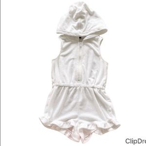 Janie and Jack White Hooded Terry Swim Coverup Romper